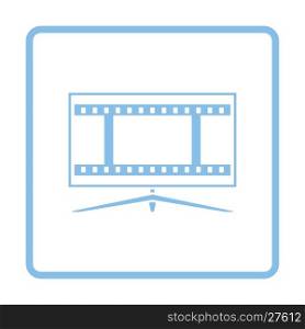 Cinema TV screen icon. Blue frame design. Vector illustration.