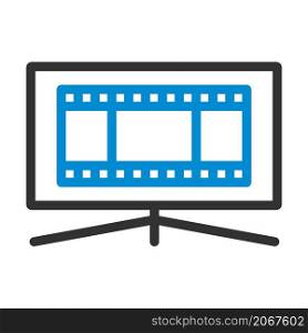 Cinema TV Screen Icon. Editable Bold Outline With Color Fill Design. Vector Illustration.