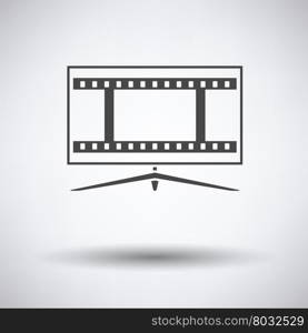 Cinema TV screen icon on gray background, round shadow. Vector illustration.