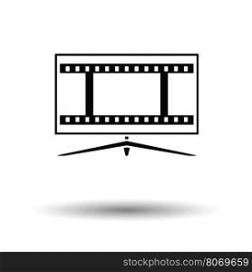 Cinema TV screen icon. White background with shadow design. Vector illustration.