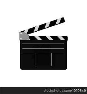 cinemas clapper in flat style on white background. cinemas clapper in flat on white background