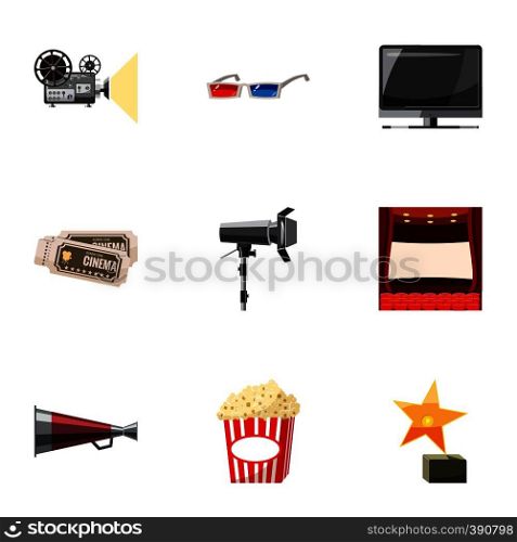 Cinematography icons set. Cartoon illustration of 9 cinematography vector icons for web. Cinematography icons set, cartoon style