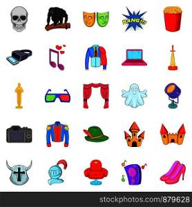 Cinematography icons set. Cartoon set of 25 cinematography vector icons for web isolated on white background. Cinematography icons set, cartoon style