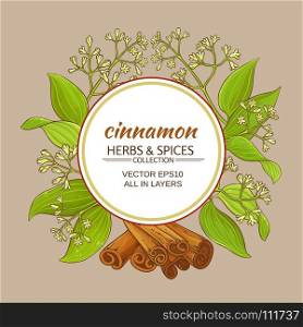 cinnamon vector frame. cinnamon branches vector frame on color background