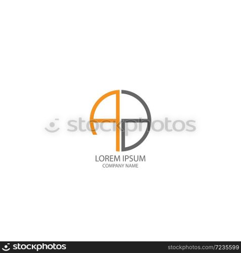 Circle Aa logo letter design concept in orange and black colors