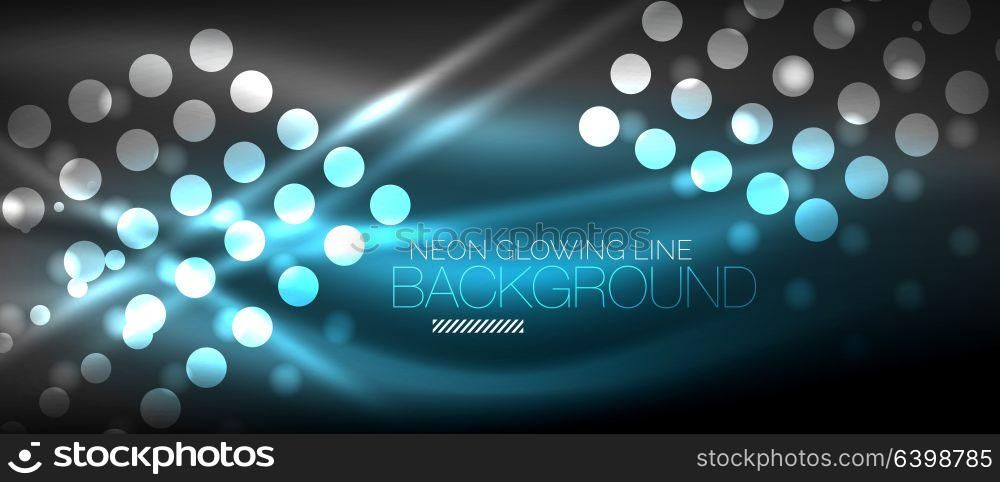 Circle abstract lights, neon glowing background. Circle abstract lights, blue neon glowing background. Vector digital template