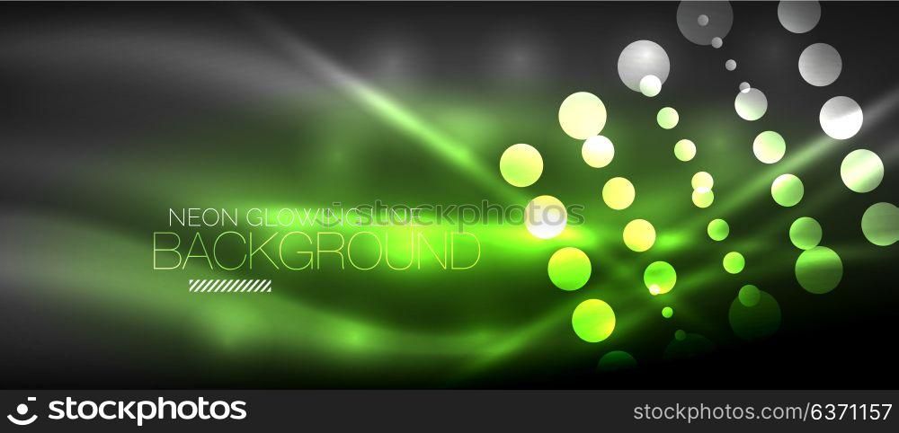 Circle abstract lights, neon glowing background. Circle abstract lights, green neon glowing background. Vector digital template