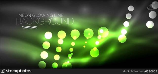 Circle abstract lights, neon glowing background. Circle abstract lights, green neon glowing background. Vector digital template