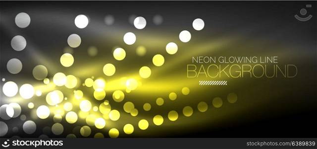 Circle abstract lights, neon glowing background. Circle abstract lights, yellow neon glowing background. Vector digital template