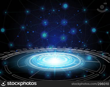 circle and network technology background, abstract technology concept background, vector illustration.