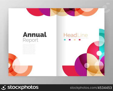 Circle annual report templates, business flyers. Vector abstract backgrounds