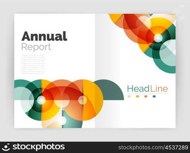 Circle annual report templates, business flyers. Vector abstract backgrounds