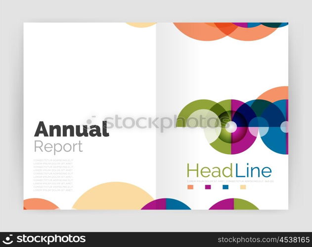 Circle annual report templates, business flyers. Vector abstract backgrounds