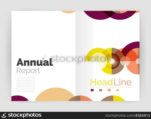 Circle annual report templates, business flyers. Vector abstract backgrounds