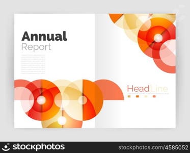 Circle annual report templates, business flyers. Vector abstract backgrounds