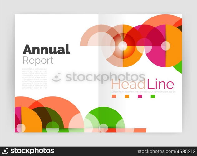 Circle annual report templates, business flyers. Vector abstract backgrounds