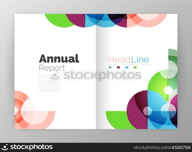 Circle annual report templates, business flyers. Vector abstract backgrounds