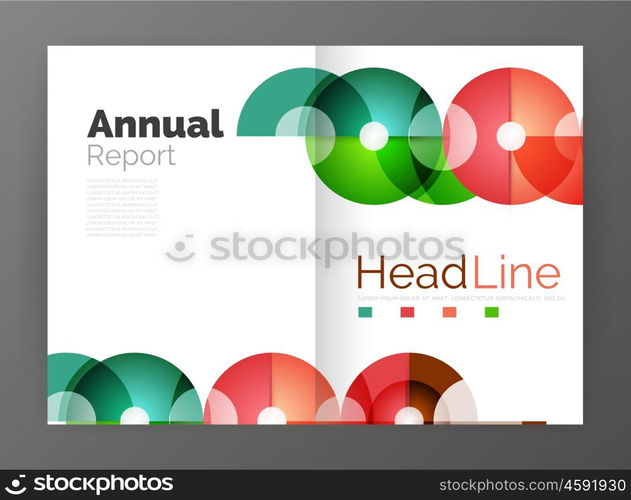 Circle annual report templates, business flyers. Vector abstract backgrounds