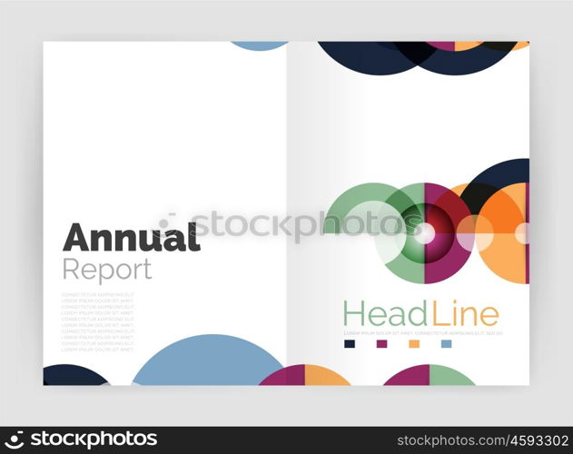 Circle annual report templates, business flyers. Vector abstract backgrounds