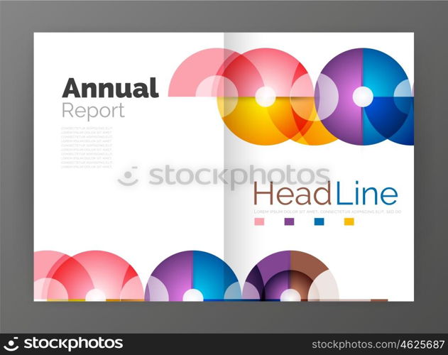 Circle annual report templates, business flyers. Vector abstract backgrounds