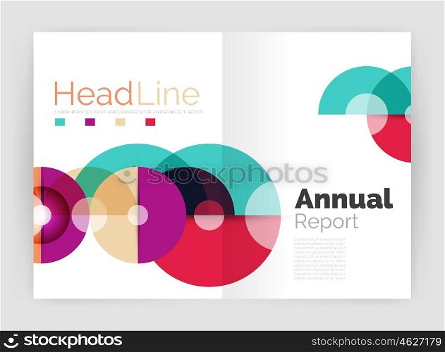 Circle annual report templates, business flyers. Vector abstract backgrounds