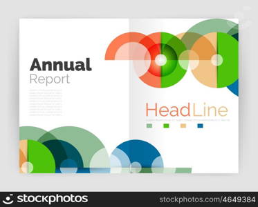 Circle annual report templates, business flyers. Vector abstract backgrounds