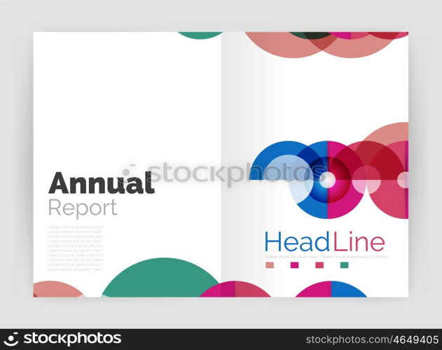 Circle annual report templates, business flyers. Vector abstract backgrounds