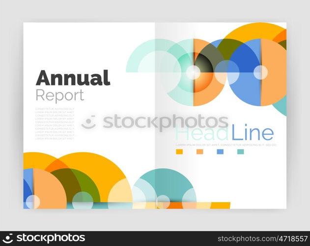 Circle annual report templates, business flyers. Vector abstract backgrounds