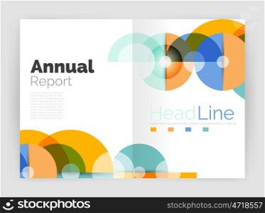 Circle annual report templates, business flyers. Vector abstract backgrounds