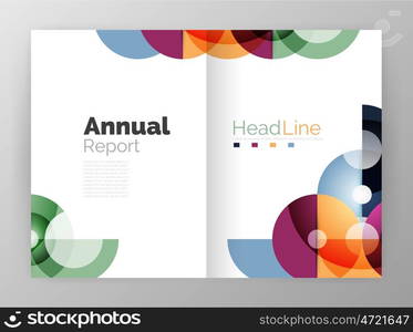 Circle annual report templates, business flyers. Vector abstract backgrounds