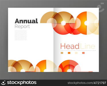 Circle annual report templates, business flyers. Vector abstract backgrounds