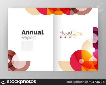 Circle annual report templates, business flyers. Vector abstract backgrounds