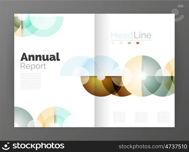 Circle annual report templates, business flyers. Vector abstract backgrounds