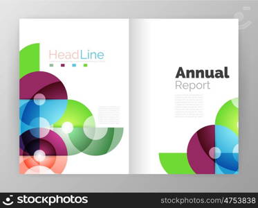 Circle annual report templates, business flyers. Vector abstract backgrounds