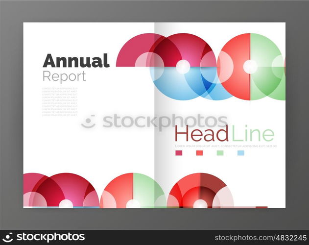 Circle annual report templates, business flyers. Vector abstract backgrounds