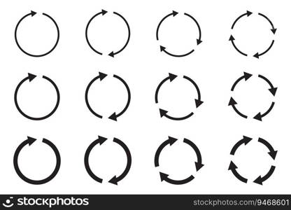 Circle arrows set. Rotate, refresh, reload icons