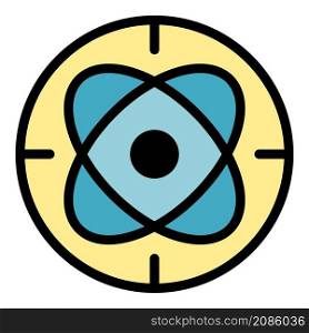 Circle atom alchemy icon. Outline circle atom alchemy vector icon color flat isolated. Circle atom alchemy icon color outline vector