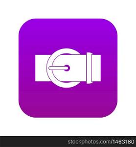 Circle belt buckle icon digital purple for any design isolated on white vector illustration. Circle belt buckle icon digital purple