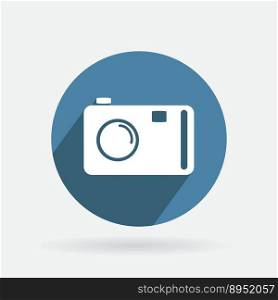 Circle blue icon with shadow photo camera vector image