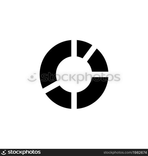 Circle Chart, Pie Infographics. Flat Vector Icon illustration. Simple black symbol on white background. Circle Chart, Pie Infographics sign design template for web and mobile UI element. Circle Chart, Pie Infographics Flat Vector Icon