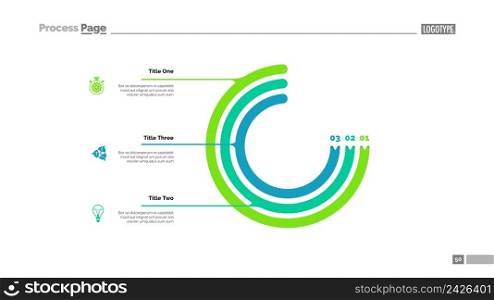 Circle chart with three elements. Process chart, option graph, diagram. Creative concept for infographics, presentation, project, report. Can be used for topics like management, workflow, marketing.