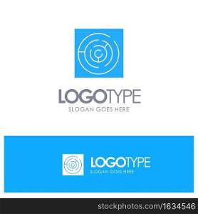 Circle, Circle Maze, Labyrinth, Maze Blue Solid Logo with place for tagline