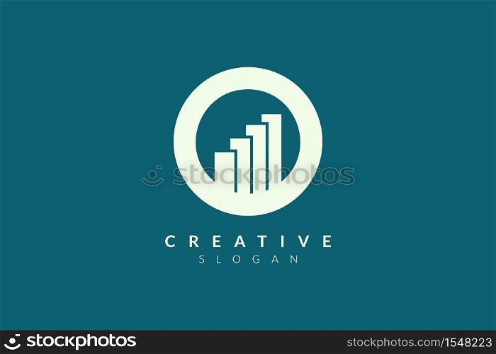 Circle combination logo design with bar chart. Minimalist and modern vector illustration design suitable for business or brand