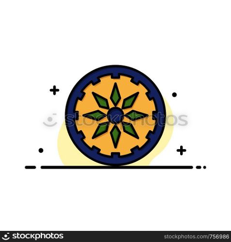 Circle, Country, India Business Flat Line Filled Icon Vector Banner Template