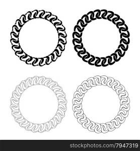 Circle Decorative Chain Frames Isolated on White Background. Circle Frames