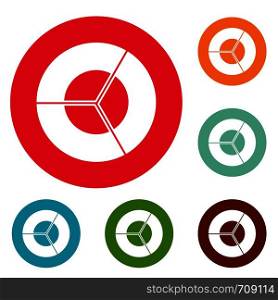 Circle diagram icons circle set vector isolated on white background. Circle diagram icons circle set vector
