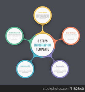 Circle diagram infographic template with five steps or options, workflow, process, vector eps10 illustration. Circle Diagram with Five Steps