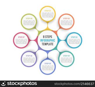 Circle diagram template with eight steps or options, process chart, vector eps10 illustration. Circle Diagram - Eight Elements