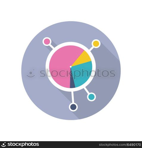Circle Diagram Vector Icon in Flat Style Design. Circle diagram vector icon in flat style. Business statistic, presentation of results. Illustration for application button pictograms, infogpaphics elements, logo, web design. Isolated on white