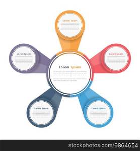 Circle Diagram with Five Elements. Circle diagram with five elements, steps or options, flowchart or workflow diagram template, vector eps10 illustration